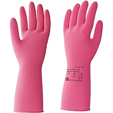 Перчатки латексные HQ Profiline, р-р L, с х/б покрытием, красный