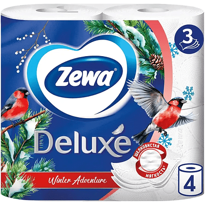 Бумага туалетная "Zewa Deluxe", 3 слоя, 4 рулона - 2