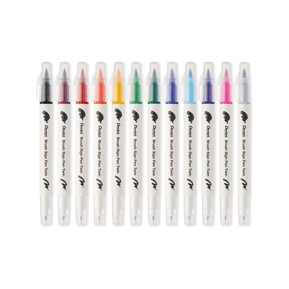 Маркер-кисть "Brush Sign pen twin", 12 шт - 7