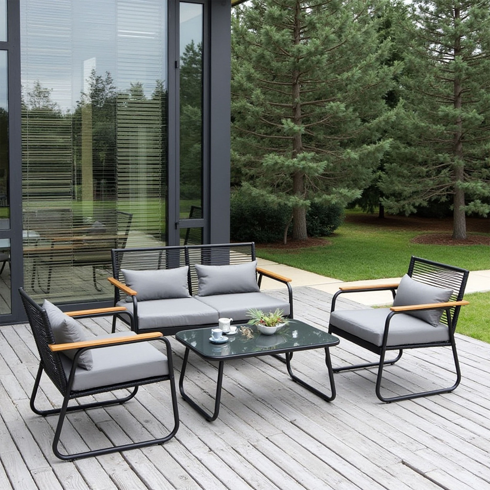 Комплект мебели садовой AksHome GARDENIA (кресло  2 шт, диван 1 шт, стол 1 шт), черный - 9