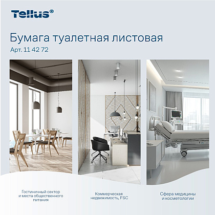Бумага туалетная  Tellus Стандарт, TР3, листовая, 250 листов, 1 слой - 13