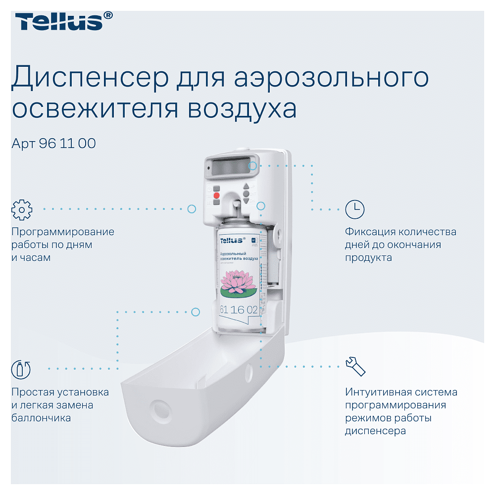 Диспенсер Tellus для аэрозольного освежителя воздуха, электронный, белый, AF1 - 8