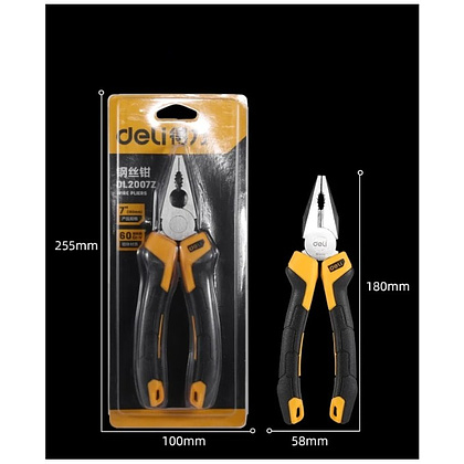 Плоскогубцы Deli YS EDL2007Z, 180 мм., желтый, черный - 8