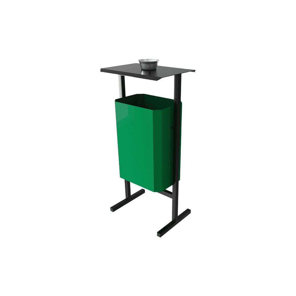 Урна уличная для мусора СТАНДАРТ с пепельницей, 35 л, металл, зелёный