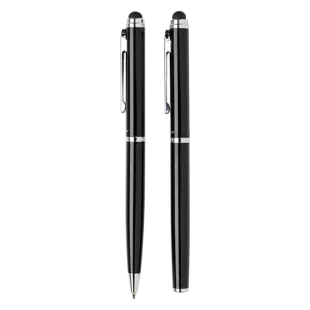 Набор ручек "Deluxe": ручка шариковая автоматическая и роллер, черный, серебристый - 5