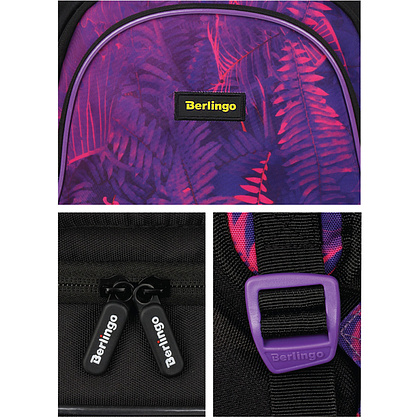 Рюкзак школьный "Flora neon", черный, фиолетовый - 8