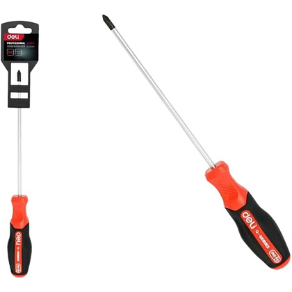 Отвертка Deli RS EDL3462 PH2*150 мм., черный, красный