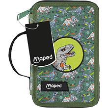 Пенал "Dinosaur", 2 отделения, с наполнением, зеленый