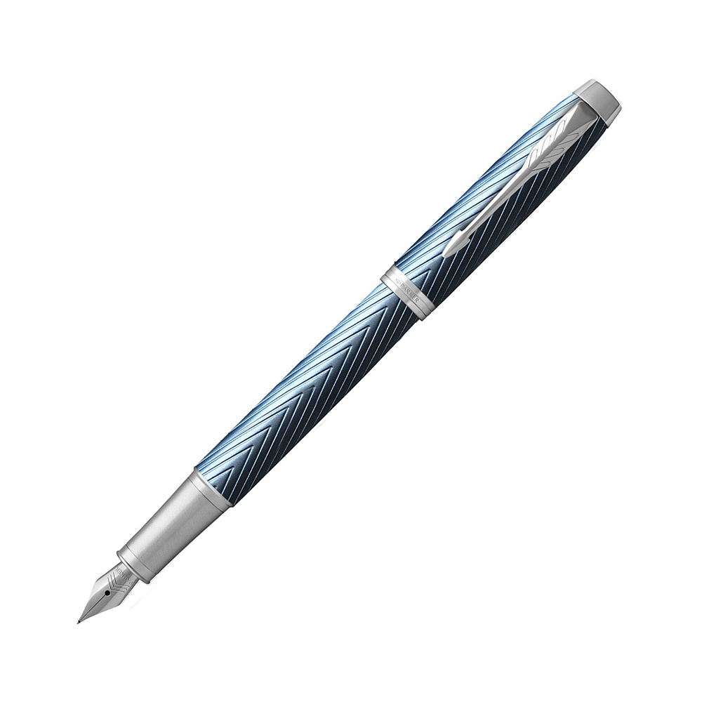 Ручка перьевая Parker "IM Premium Blue Grey CT", F, голубой, серебристый, патрон синий