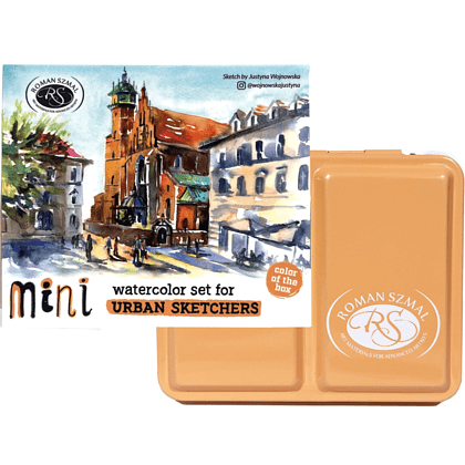 Краски акварельные "Aquarius. Mini Urban Sketcher set", 8 цветов, полукюветы, коробка, абрикос