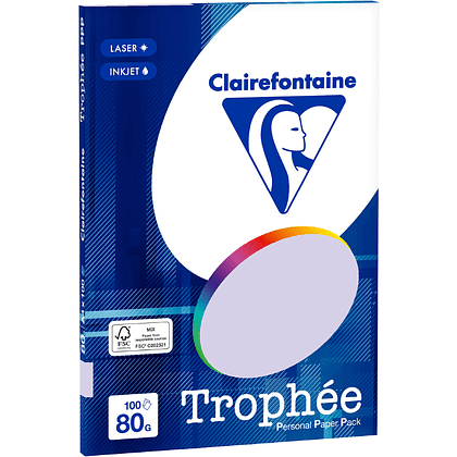 Бумага цветная "Trophée", А4, 100 листов, 80 г/м2, сиреневый