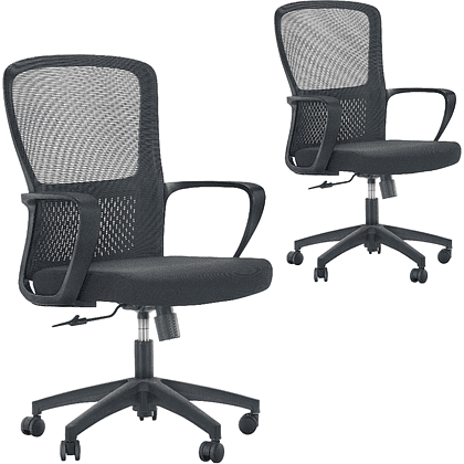Кресло для персонала SitZone U-069B, сетка, ткань, пластик, черный, 2 шт/упак, -30%