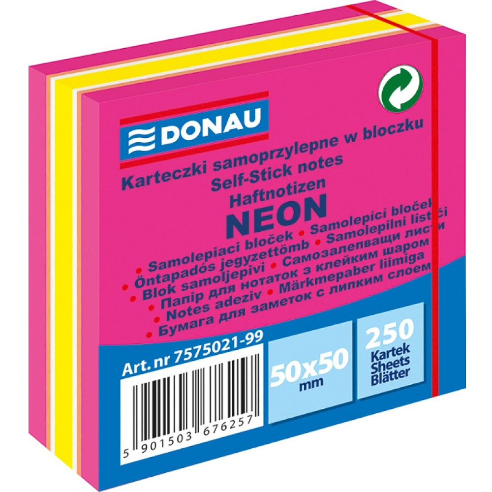 Бумага для заметок "Donau", 50x50 мм, 250 листов, розовый