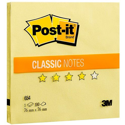 Бумага для заметок на клейкой основе Post-it Classic, 76x76 мм, 100 листов, желтый