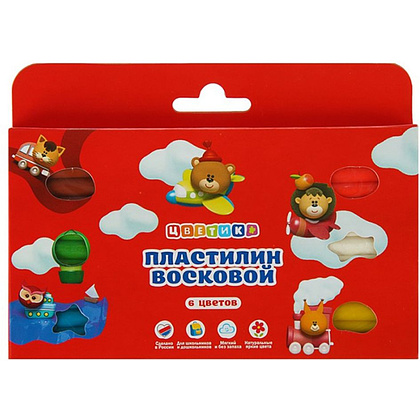 Пластилин 6 цветов набор "Цветик" восковой - 5