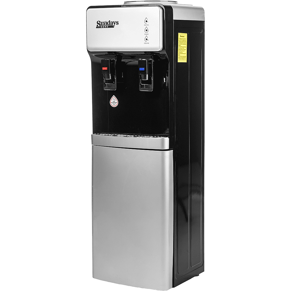 Кулер со шкафчиком Sundays "SL-805LB", серебристый, черный