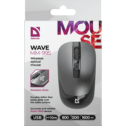 Мышь Defender Wave MM-995, беспроводная, серый - 7