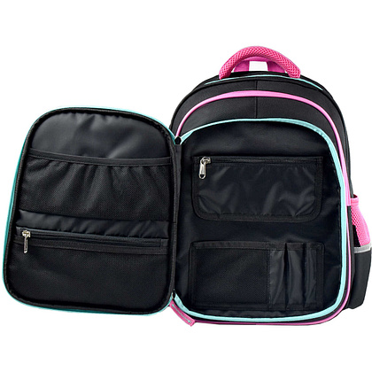 Рюкзак школьный "Девочка со щенком", черный, розовый - 5