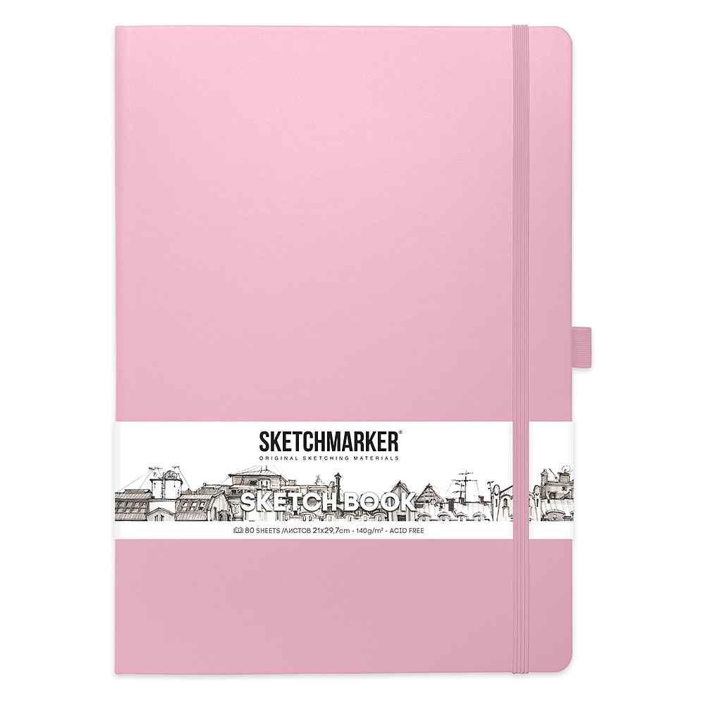 Скетчбук "Sketchmarker", 21x30 см, 140 г/м2, 80 листов, розовый