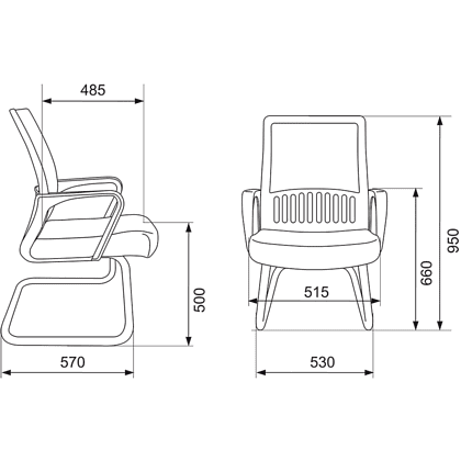 Кресло на полозьях Бюрократ "MC-209", сетка, ткань, металл, черный - 4