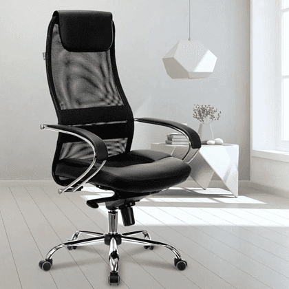 Кресло для руководителя Бюрократ "CH-609SL", экокожа, сетка, металл, черный - 6