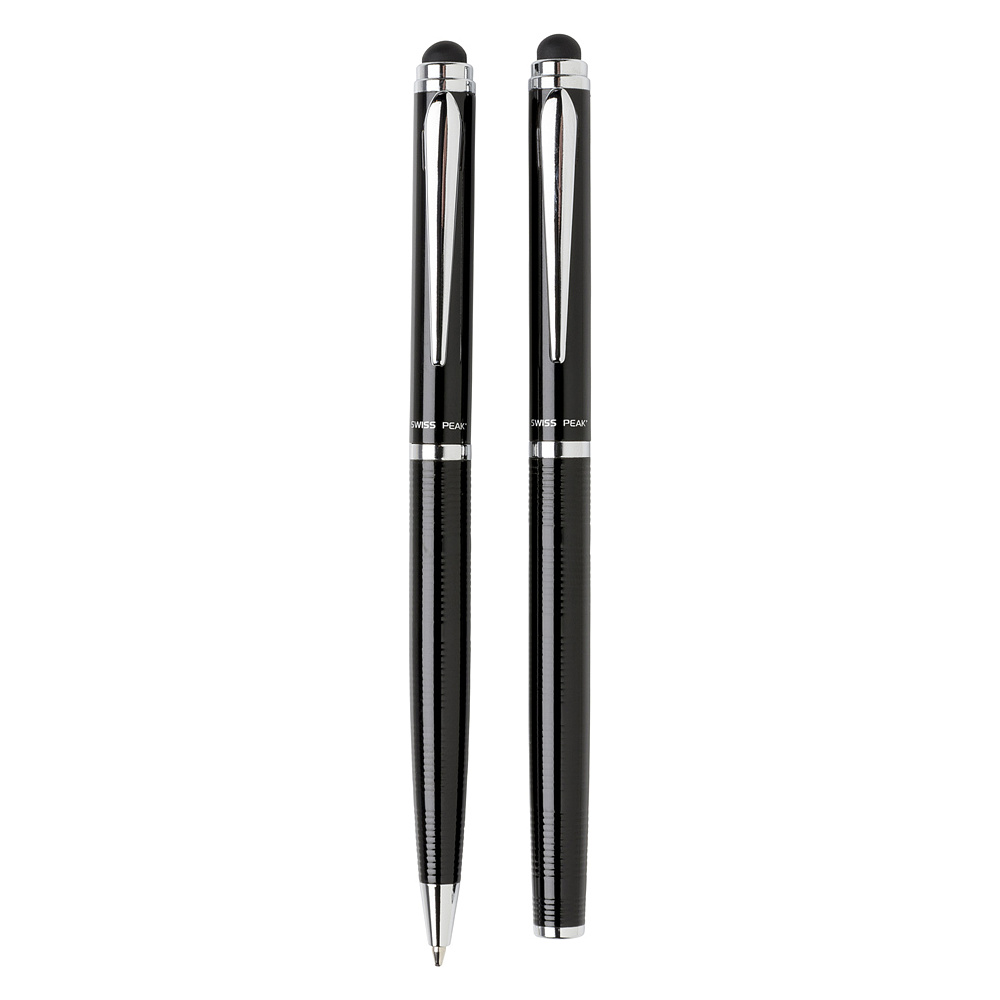 Набор ручек "Deluxe": ручка шариковая автоматическая и роллер, черный, серебристый - 4