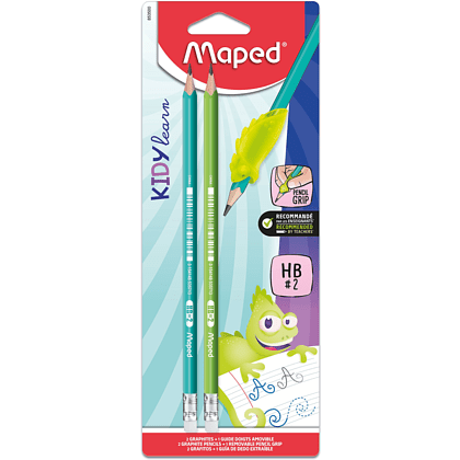 Карандаш простой "Kidy Learn", HB, 2 штуки, с ластиком, блистер, ассорти - 4