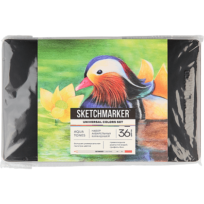 Цветные карандаши акварельные "Sketchmarker Универсальный", набор 36 цветов, жестяной пенал - 2