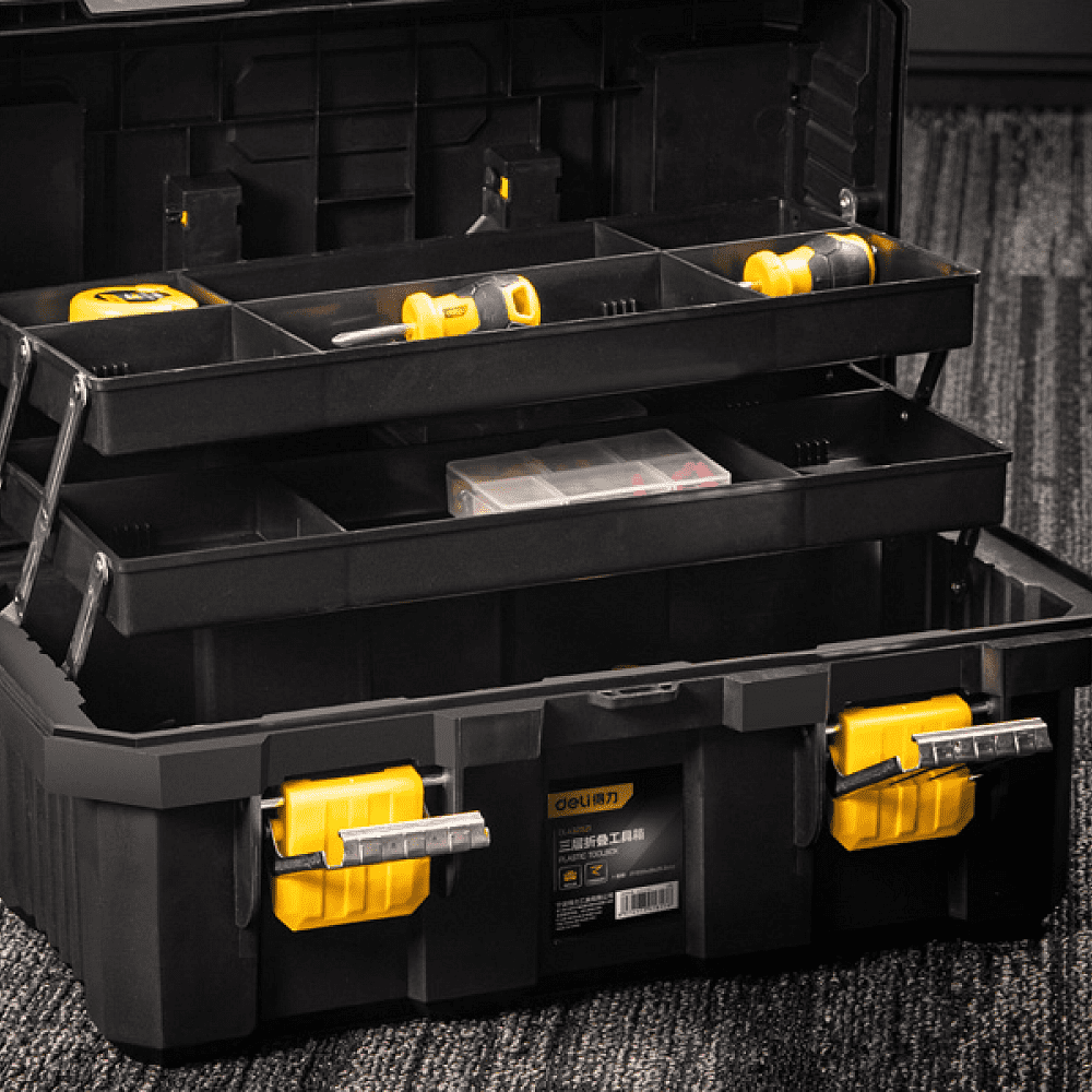 Ящик для инструмента Deli "DL432519", 445х240х230 мм, пластмасса, металлическая застежка - 4