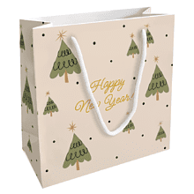 Пакет бумажный подарочный "Spruce. Елки", 20х20х8 см, бежевый