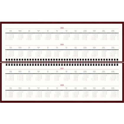 Еженедельник датированный "xGold", кожзам., бордовый, срез золотистый,  2025 - 2