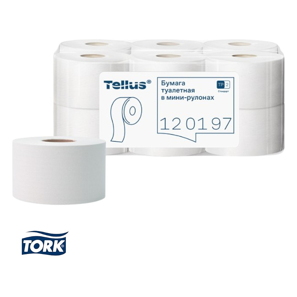 Бумага туалетная Tellus Стандарт ТP2, в мини рулоне, 200 м, 1 слой