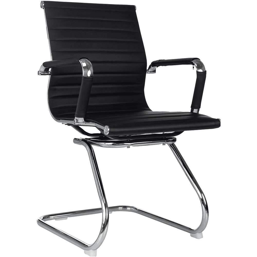 Кресло на полозьях "Бюрократ CH-883-LOW-V", экокожа, черный, металл хром