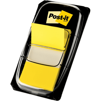 Закладки пластиковые "3М", 25х43 мм, 50 шт, желтый, в диспенсере