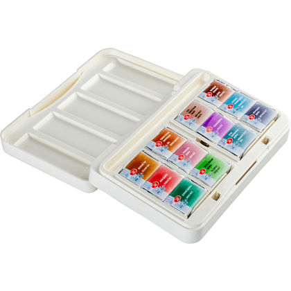 Краски акварельные "Белые ночи грануляция и натуральные земли", 12 цветов, кюветы - 9