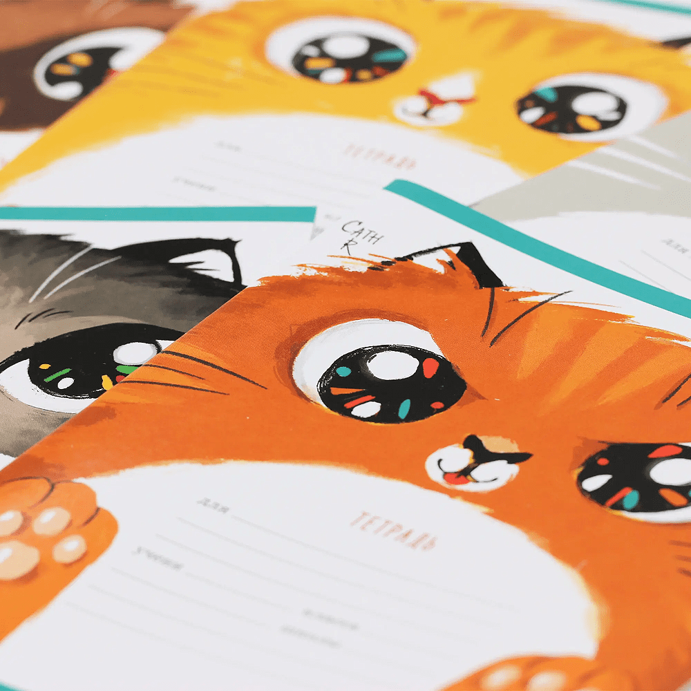 Тетрадь "Пушистые котики (эксклюзив)", А5, 12 листов, клетка, скоба сбоку, ассорти - 6