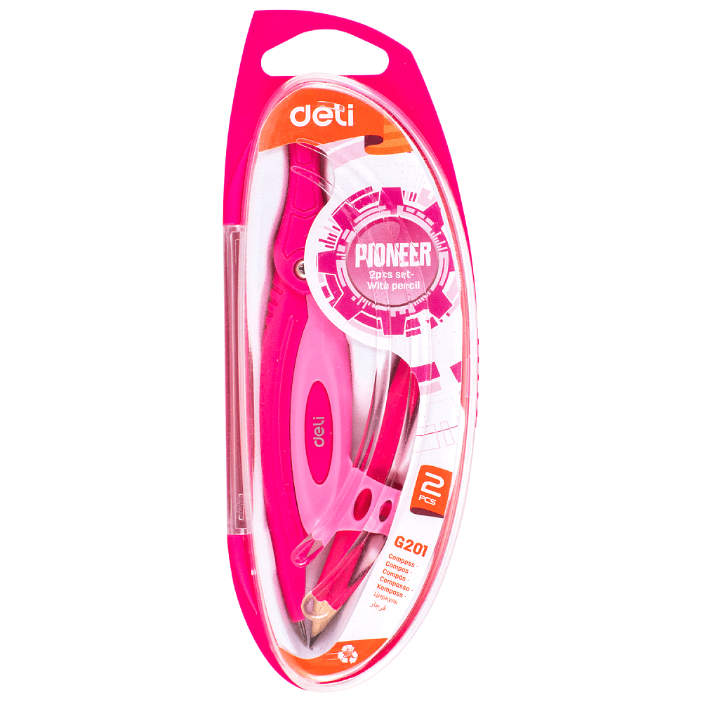 Циркуль "Deli EG20102", с карандашом, футляр, ассорти - 4