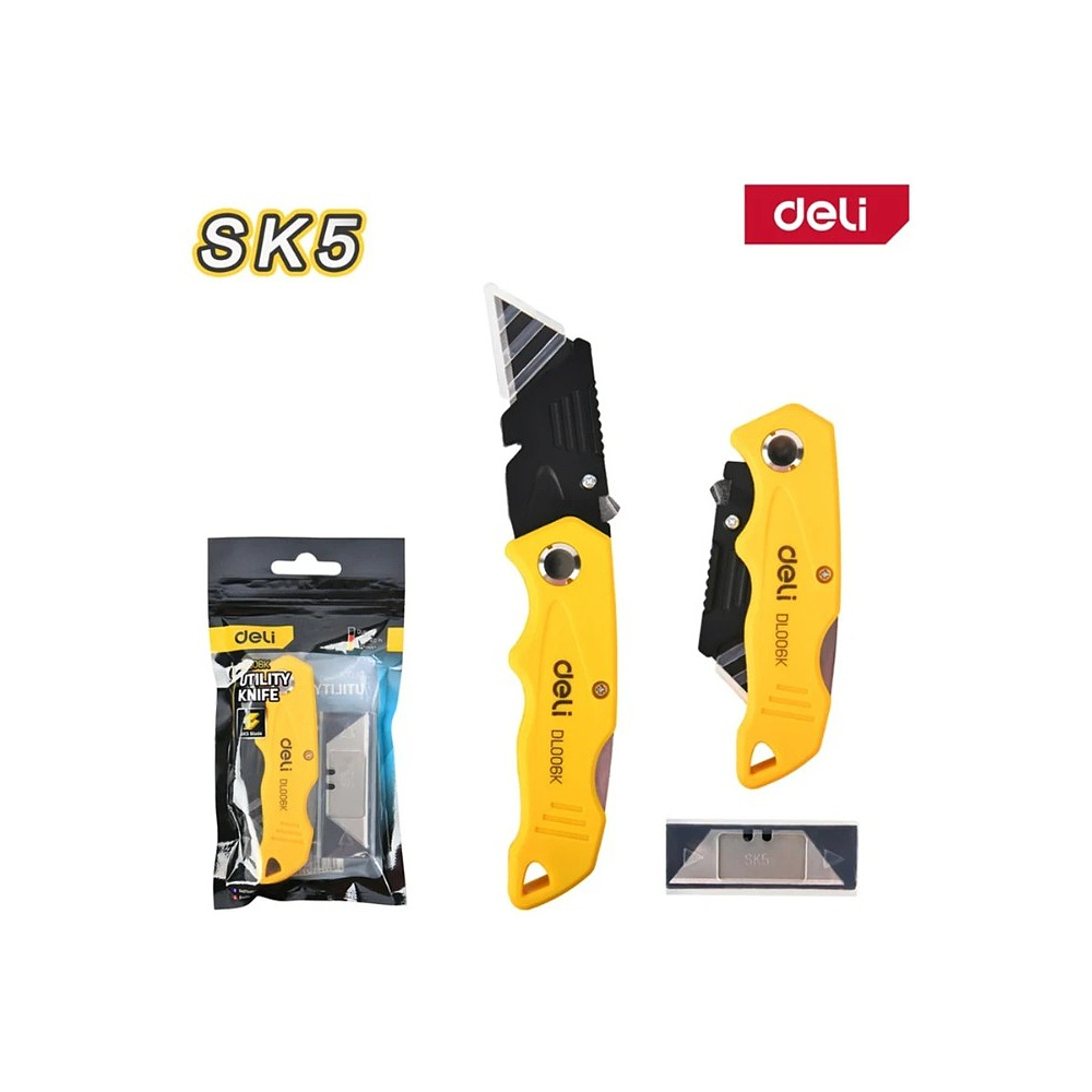 Нож строительный складной Deli YS EDL006K, 19 мм, трапеция - 2