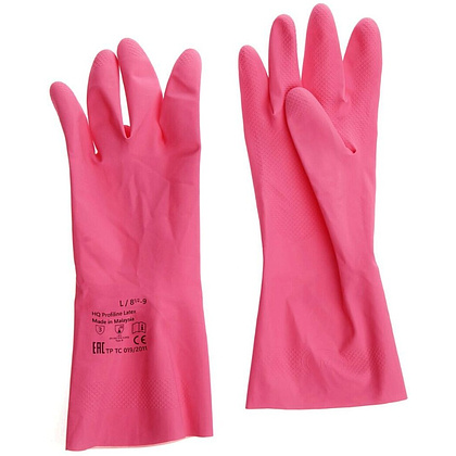 Перчатки латексные HQ Profiline, р-р M, с х/б покрытием, красный - 4