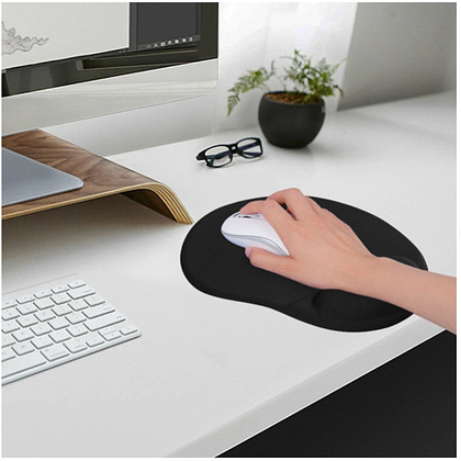 Коврик для мыши "Sonnen", 250х220х20 мм, полиуретан, лайкра, с подушкой под запястье, черный - 2