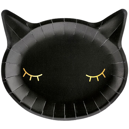 Тарелка бумажная "Cat", 6 шт, 22x20 см, черный