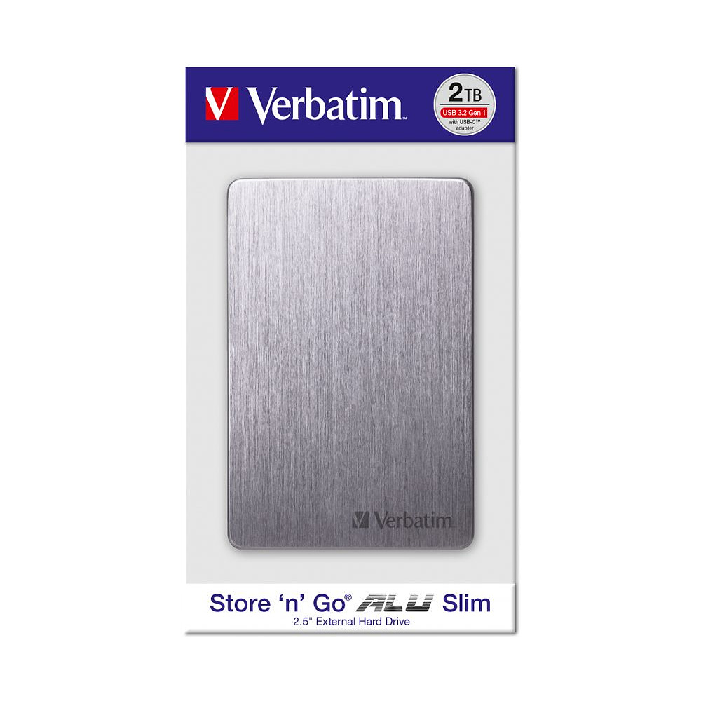 Внешний жесткий диск Verbatim "Store 'n' Go Alu Slim GEN1", 2 tb, usb 3.2, серый - 5