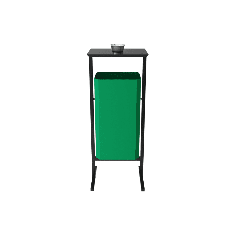 Урна уличная для мусора СТАНДАРТ с пепельницей, 50 л, металл, зелёный - 2