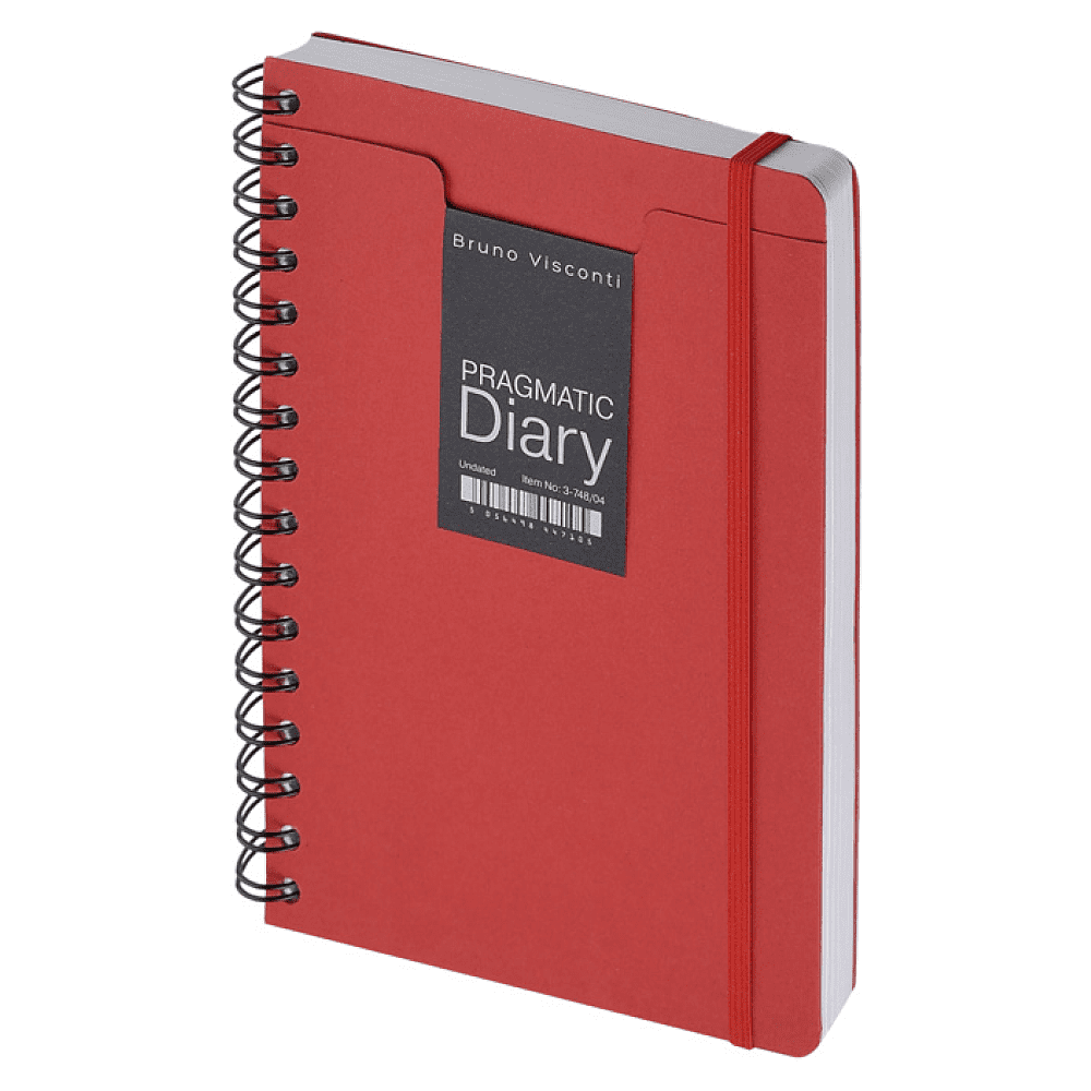 Ежедневник недатированный на гребне "Pragmatic", А5, красный