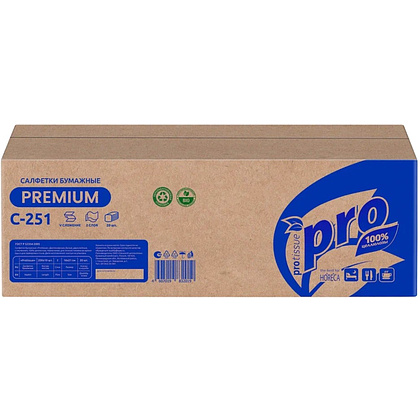 Салфетки бумажные PROtissue, 16х21см, 2 слоя, белый, 200 листов, 100% целлюлоза - 3