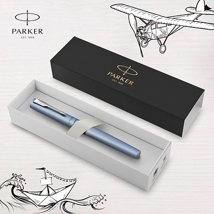 Ручка перьевая Parker "Vector XL Silver Blue", M, серебристый, патрон синий - 6