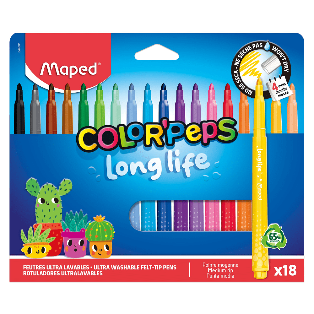 Фломастеры "Color Peps Long Life", 18 шт