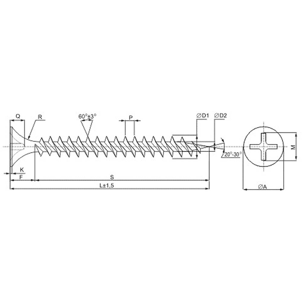 Саморез 3.5х32 мм для монтажа ГКЛ к металлу, фосфат, 1000 шт. - 2