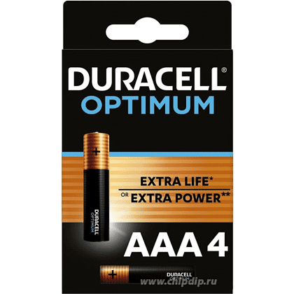Батарейки алкалиновые DURACELL "Optimum LR03/MX2400 (AAA)", 4 шт