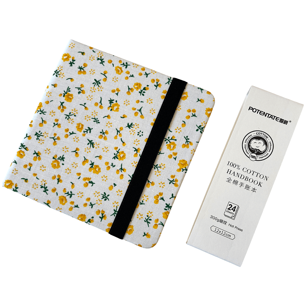 Cкетчбук для акварели "Potentate", горячий пресс, 12х12 см, 300 г/м2, 24 листа, флора - 2